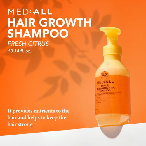 MEDIALL Hair Growth Shampoo Fresh Citrus - Purifying Hair Loss Shampoo for Men & Women | Volumizing & Hair Thickening Shampoo | Hair & Scalp Moisturizing Shampoo for Hair loss | Organic Shampoo 10oz.