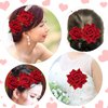 Topbuti 6 Pcs Rose Flower Hair Clip Rose Brooch Floral Hair Accessories for Woman Girls Flamenco Dancer Mexican Wedding Party Mother's Day Halloween Costume (Red)
