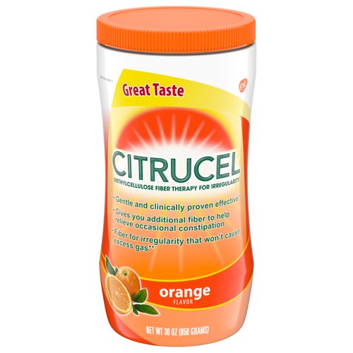 Citrucel Powder Orange Flavor Fiber Therapy for Occasional Constipation Relief, 30 ounce