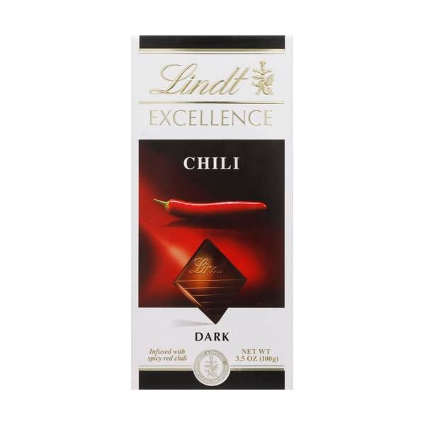 Lindt Excellence Dark Chocolate with Chili Bar, 3.5 Oz, 2 Pack