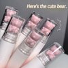 6 Colors Cute Bear Matte Liquid Lipstick Set, Pink Bear Lip Glaze Matte Lip Gloss Long Lasting Waterproof Smooth Lip Gloss Lip Glaze Mud Texture Lightweight High Pigment Color Cute Makeup for Women