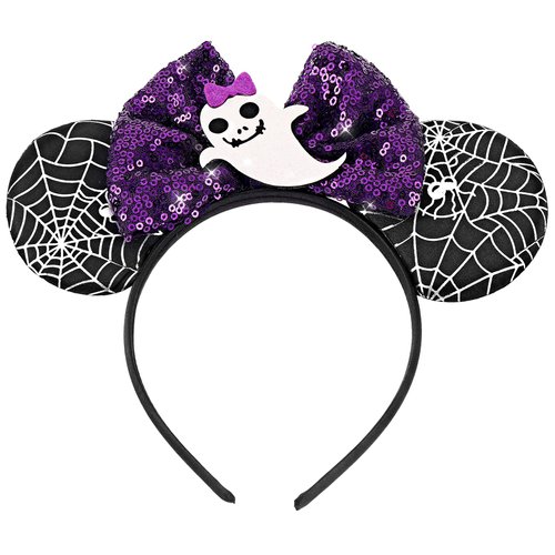 TIESOME Halloween Mouse Ears Headband, Halloween Mickey Ears Headband Party Decor Halloween Sequin Bows Ghost Headbands for Cosplay Party Favors