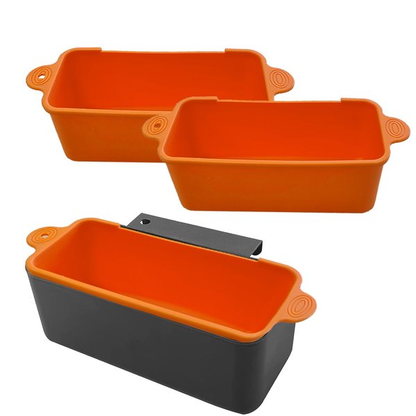 hoomdabox 2 Pack Silicone Grease Cup Liners for Blackstone 36 28 22 17 Inch Grill, Replacement of Aluminum Foil Drip Tray, Reusable Griddle Rear Grease Cup Liner Grease Tray, Orange