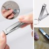 2 Pcs Multi Nail Clipper Ultra-Thin Portable Nail Cutter with Key Ring and Nail File Stainless Steel Foldable Manicure Set for Traveling, Home, Office