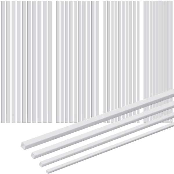 Outus 80 Pcs ABS Plastic Tube White Bars Rod Hollow Tubing Connector Plastic Rod for DIY Crafts Sand Table Architectural Model Making, 4 Sizes (Square)