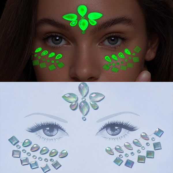 Coridy Face Gems Adhesive Glitter Jewel Tattoo Sticker Halloween Gems Rave Party Body Makeup for women (B-drop)