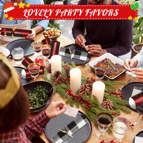 10PACK Christmas Party Favor 10‘’ No-Snap Table Favors with Prize Joke Gifts for Adults Kids Party Supplies Dinner Decorations British English Holiday Games Red Black White Buffalo