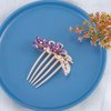 Bohend Rhinestone Hair Comb Flower Crystal Hairpieces Wedding Hair Accessories Jewelry for Women and Girls (Purple)