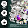 Mixed Color + AB and Clear Round Rhinestones for Nails Kit, Flatback Colorful Iridescent Chameleon Glass Crystal Gem for Professional DIY Manicure with Pickup Pencil Tweezer
