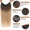 Fish Wire Hair Extensions Real Human Hair Brown to Ash Brown and Light Blonde 100g Ombre Color Hair 20 Inch Natural Straight Fish Line Wire Hair Extensions with Invisible Line Hairpiece #3/8/22
