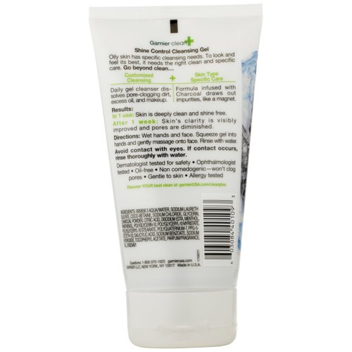 Garnier Skin and Hair Care Clean and Shine Control Cleansing Gel for Oily Skin, 5 Fluid Ounce