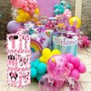 TONIFUL Pink Mouse 2nd Birthday Party Supplies Pink Balloon Box with Letters，Pink Mouse Theme Two Years Old Birthday Party Favors for Girls Second Birthday Decoration