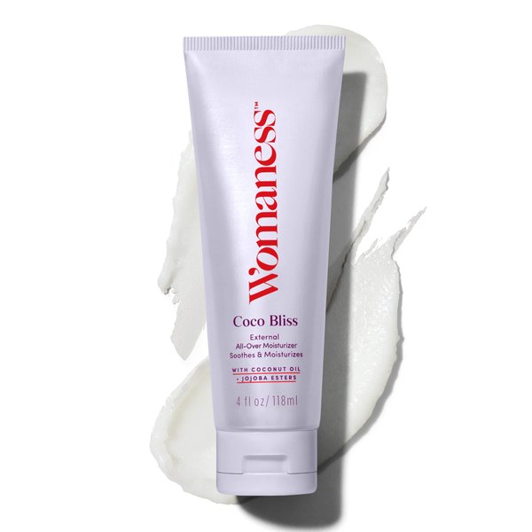 Womaness Coco Bliss Feminine Moisturizer for Dryness - External Moisturizer for Dryness Relief & Coconut Oil for Skin - Hydrating, Oil-Based, Non-Sticky Texture to Prep Skin & Retain Moisture (4oz)
