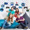 51 Pieces Video Game Hanging Swirl Decorations Supplies, Video Game Birthday Decorations Game Party Theme Decorations Foil Ceiling Streamers for Gamer Video Game Birthday Party Supplies(Blue)