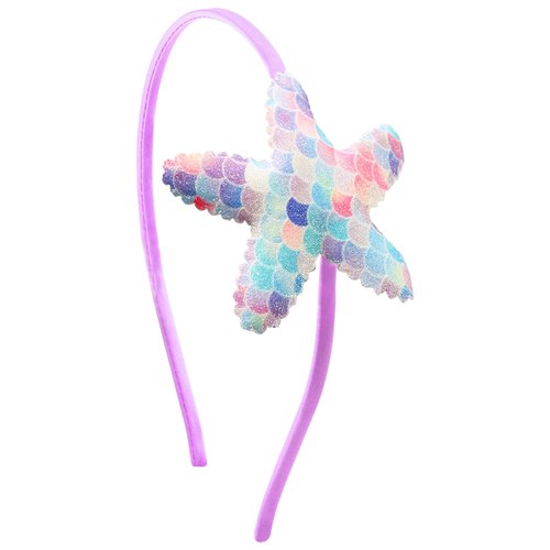 WRBAJIS Starfish Headband Glitter Fish Scale Hair Bands Sparkling Sea Star Hair Hoop Mermaid Hair Accessories for Women Girls Birthday Wedding Festival Celebration Party Supplies(Purple)