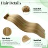 Real Hair Extensions Clip in Human Hair Golden Blonde Mixed Honey Blonde Highlights Seamless Clip in Hair Extensions 5pcs 70g Long Straight Natural Remy Human Hair Seamless Clip ins 16 Inch