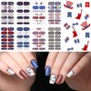 8 Sheets Patriotic Nail Wraps 4th of July Full Wrap Nail Polish Stickers American Flag Independence Day Nail Art Stickers Self Adhesive Nail Decals Strips with Nail File for Memorial Day