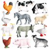 RCOMG 12 PCS Mini Farm Animal Figures, Plastic Miniature Farm Animals Toy Figurines, Educational Poultry Animal Figurines Cake Topper with Cow Horse Chicken Sheep Donkey Goose Duck Pig Dog