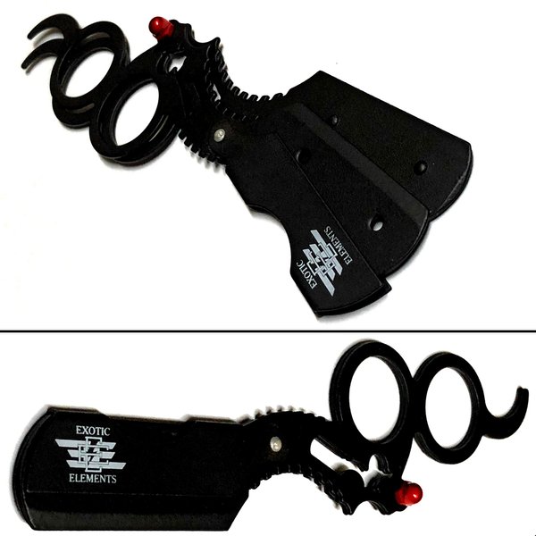 Stylish Two Finger Insert Straight Edge Shaving Razor - Light and Easy to Use All Purpose Shaver in Black - Included With Free Blades