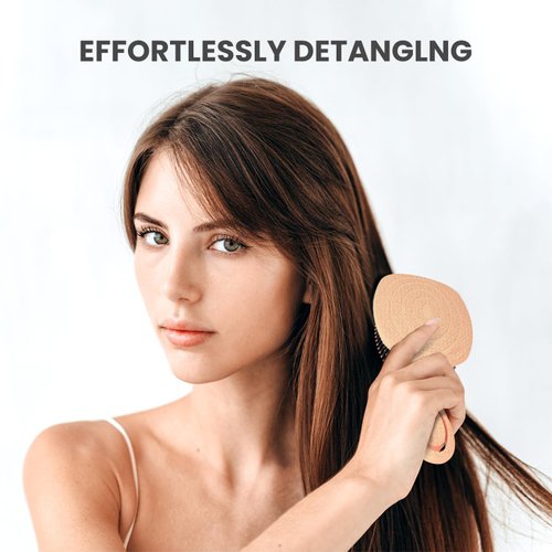 AIMIKE 2pcs Hair Brushes for Women, Pastel Peach Detangling Brush for Curly Hair, Painless Hairbrush with Ultra-soft Bristles, Detangler Hair Brush Easy Through Tangles, Paddle Brush for Wet Dry Hair