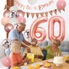 60th Birthday Decorations Retro Pink Rose Gold,60th Birthday Balloons,Happy 60th Birthday Banner with Cake Toppers Rose Gold Number 60 Balloons Confetti Balloons for Women Birthday Party Decorations