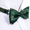 YOHOWA Green Gold Bow Tie and Pocket Square Set Pretied Bow Tie with Gold Diamond Ring