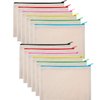 12 Pieces Multipurpose Canvas Cosmetic Bag Makeup Pouches with Zipper Canvas Bag Blank Makeup Bag Plain Pencil Pouch Travel Toiletry Bag for Women Girls DIY