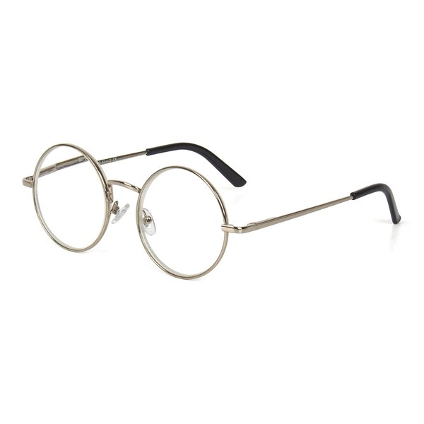 EYE ZOOM Metal Frame Round Reading Glasses with Spring Hinge (Silver, 1.25 Strength)