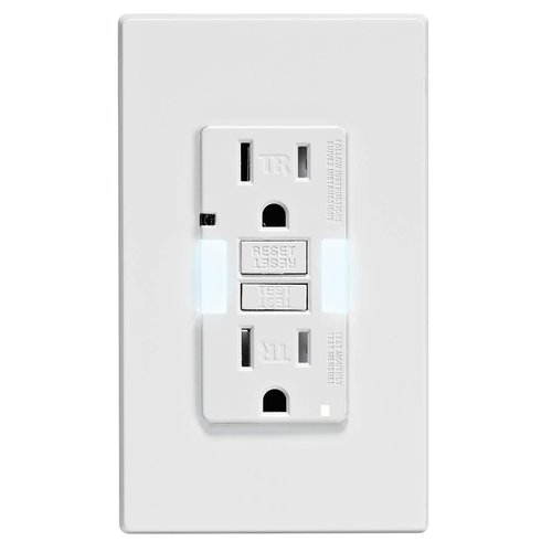 Leviton GFCI Outlet with Guidelight, 15 Amp, Self Test, Tamper-Resistant with LED Indicator Light, Replaces Plugged in Night Light, GFNL1-W, White