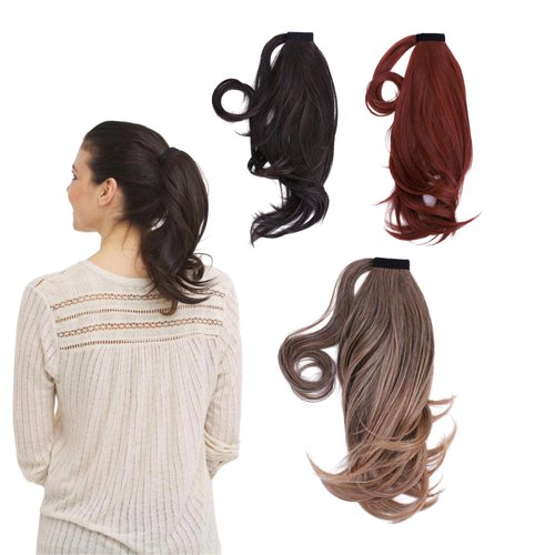 JUVABUN Curly Magic Ponytail Hair Extensions 15.5'-Dark Blonde|Synthetic Hair Extensions |Washeble And Realistic | Hair Extensions Ponytail | 15.5' -Dark Blonde