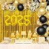 AIBIIN 89pcs 2025 Happy New Year Decorations Kit New Years Eve Party Supplies Black and Gold Party Decorations for Happy New Year Party Decoration