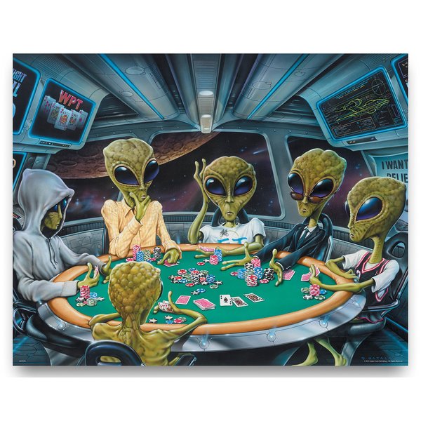 Apple Creek Area 51 Poker UFO Aliens Playing Poker Poster Art Print 11 x 14 Texas Hold'em Game Room Wall Decor