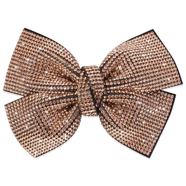 AHONEY 1Pack Gold Hair Clips Rhinestone Hair Bows for Women Hair Bow Clip, Hair Bling Glitter Hair Clips Sparkly Barrettes for Women Girls Gold Hair Accessories Christmas Gift