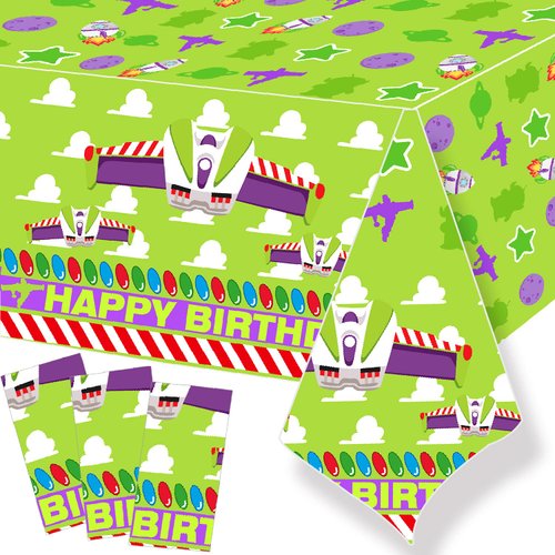 METIXOZE Buzz Cartoon Year Birthday Party Tablecloth Light Inspired Year Cartoon Story Party Table Cloths Buzz Birthday Party Decorations Supplies,2pcs