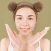 YISSION 2PCS Bear Ears Spa Headband No Slip Head Band for Face Wash Makeup Skincare Facial Headband Elastic Hair Band Carol Fleece Headbands for Women Girls (Brown Coffee)