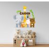 Custom Name Jungle Animals Wall Decal - Baby Safari Zoo Animals Series Theme Wall Art Decal - Wall Decal for Nursery Bedroom playroom Decoration (Wide 20"x20" Height)