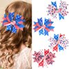 White Blue Red Hair Clips 4th of July Bows Clips Grosgrain Hair Barrettes Independence Day Headwear Girls Kids Boutique Hairpin Stars Hair Accessories Alligator Clips Supplies Party Decorations 4PCS