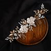 Denifery Flower Bride Wedding Hair Vine with Combs Gold Leaf Bridal Headband Opal Rhinestones Hair Breath Accessories for Women and Girls