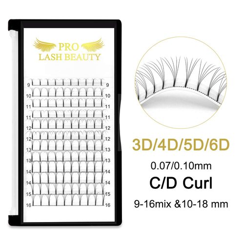 Premade Volume Eyelash Extensions 5D-D-0.07-14 Long Stem Premade Fans Eyelash Extensions Volume Lash Extensions .07 .10 Premade Volume Fans C D Pre made Lash Fans 9-16 mix (14 mm, 5D-D-0.07)