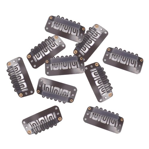Richintol 10 Pcs Hair Extension Clips,32mm 6-Teeth Wig Clips to Secure Wig No Sew,U-Shape Extension Hair Clips for DIY Wig Clips Hair Extensions (Brown)