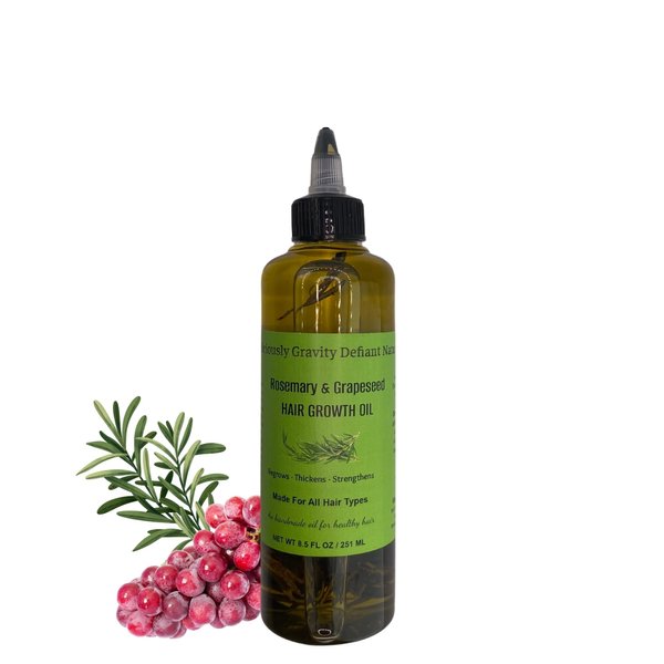 Rosemary & Grapeseed for Massive Hair Growth, Repairs Damaged Hair. Thickens & Restore Thinning Hair & Missing Edges, Curbs Hair Loss and Prevents Breakage (8.5FL OZ)