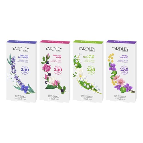 Yardley April Violets Luxury Bar Soap Set for Women, 3 Count