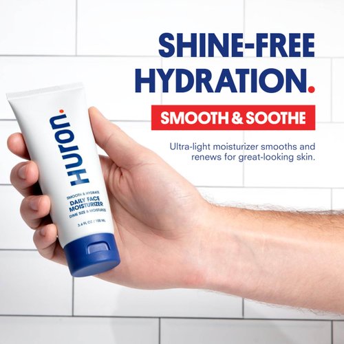 Huron Men’s Face Moisturizer – Lightweight, Soothing, Cooling Face Lotion for All-Day Lasting Hydration – Vegan, Phthalate Free, Sulfate Free, Paraben Free – 3.4 Fl Oz