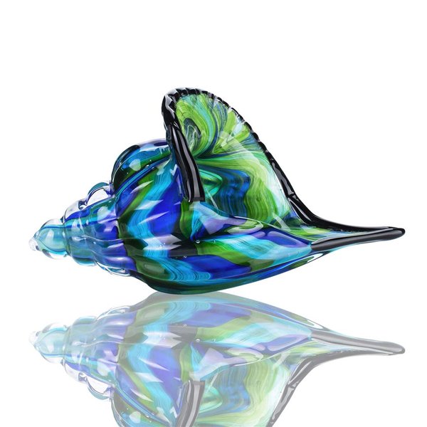 Glass Conch, Hand Blown Seashell Art Glass Figurine, Beautiful Home Decor, Crystal Glass Paperweight