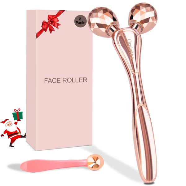 ORCLEENA 3D Face Roller Massage Tool Facial Massager Metal Set Skin Care Hypoallergenic Versatile Anti-Wrinkle Smoothing Fine Lines for Firming Easing Facial Fatigue Office Travel-Friendly