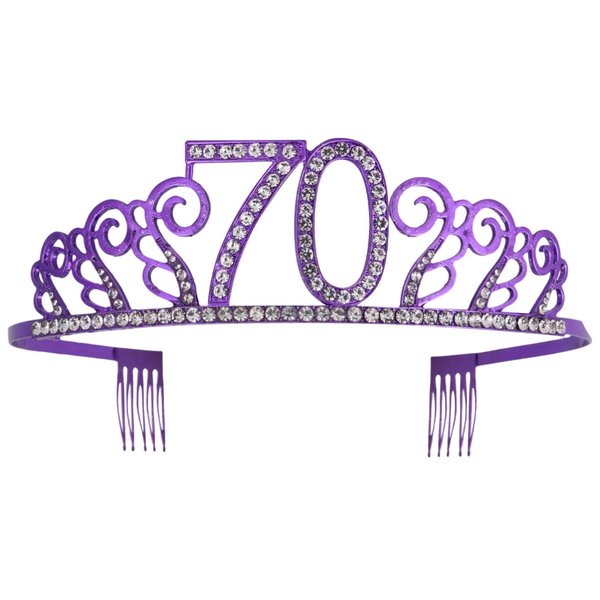 OSALADI 70th Birthday Queen Crowns Tiara for Women, Rhinestone Crystal Purple Headband Birthday, Happy 70th Birthday Party Supplies, Glitter Headdress for 70th Birthday Party Decoration