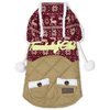 TOUCHDOG 'Snowadayz' Pom Pom Fashion Designer Pet Dog Coat Hooded Sweater Jacket Hoodie, X-Small, Red / Beige