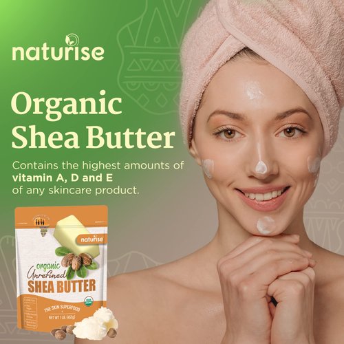 Naturise - African Shea Butter Raw Organic, Pure Shea Butter Raw Organic for Skin and Hair, Shea African Butter Skin Moisturizer, Raw Shea Butter Without Artificial Fillers & GMOs, 1 lb