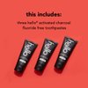 Hello Activated Charcoal Toothpaste, Fluoride Free with Activated Charcoal, Teeth Whitening Toothpaste with Fresh Mint and Coconut Oil, No SLS, Vegan, Gluten Free, 3 Pack, 4 OZ Tubes