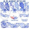 30 Yards Christmas White and Blue Wired Edge Ribbon Chinoiserie Ribbon Floral Bird Ribbon Fabric Ribbons for Crafts Wedding Wreath Bow Wrapping 2.52 Inches by 5 Yards
